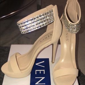 VENUS Nude heels ankle strap and rhinestones